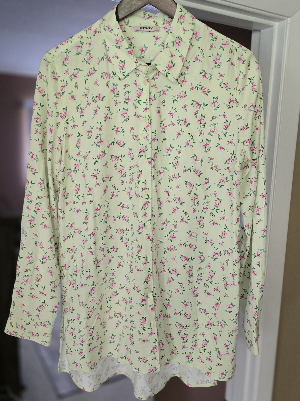 Orsay Pale Yellow Floral Button-Down Blouse